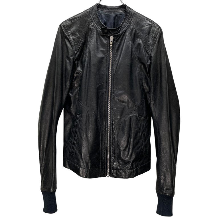 Rick Owens 14SS ラムレザーノーカラーシングルライダースジャケット Archive VICIOUS ブルゾン コート アウター 袖リブ RU14S1761-LGI リックオウエンス メンズ