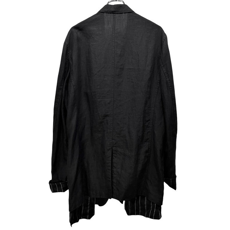 Y's for men 袖ポケット裏地ストライプリネン3ボタンテーラードジャケット ブレザー ブルゾン コート アウター Archive Yohji Yamamoto Pour Homme ヨウジヤマモトプールオム ワイズフォーメン メンズ