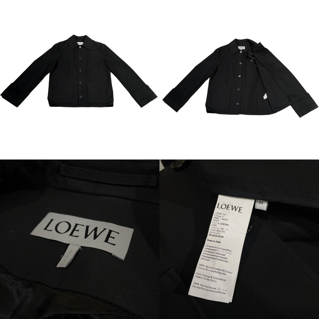 LOEWE FISHERMAN JACKET コットンギャバジン襟裏ラムレザーフィッシャーマンジャケット ブルゾン カバーオール アウター ロエベ メンズ