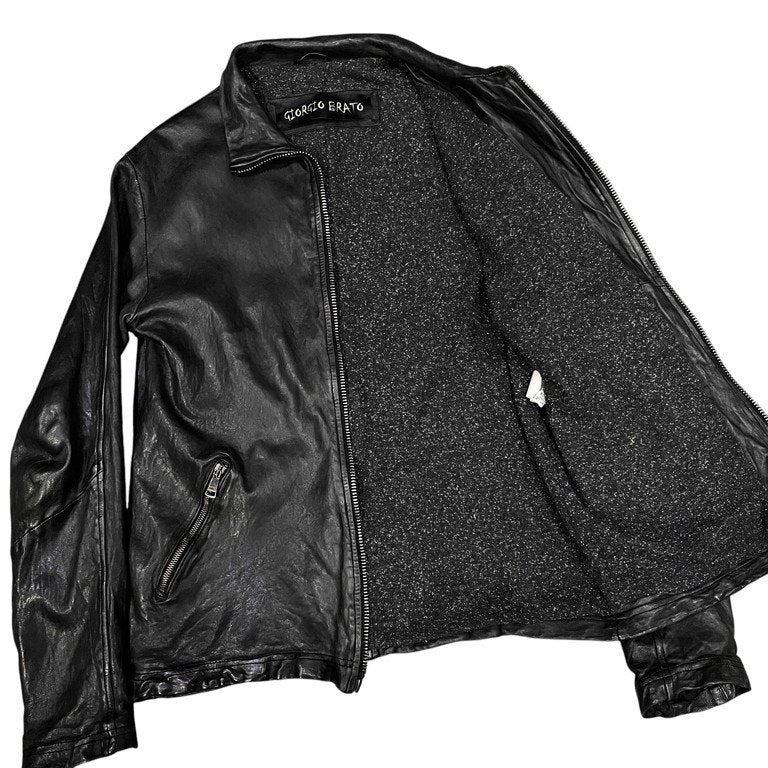 GIORGIO BRATO ラムレザースタンドカラージップアップレザージャケット シングル ライダース ブルゾン コート アウター ジョルジオブラット メンズ