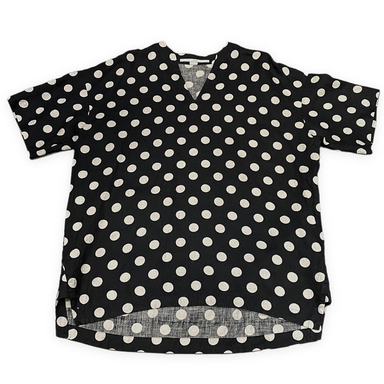 vital リネンドットプルオーバーチュニックシャツ ノーカラー スキッパー ブラウス 水玉 総柄 半袖 トップス バイタル メンズ