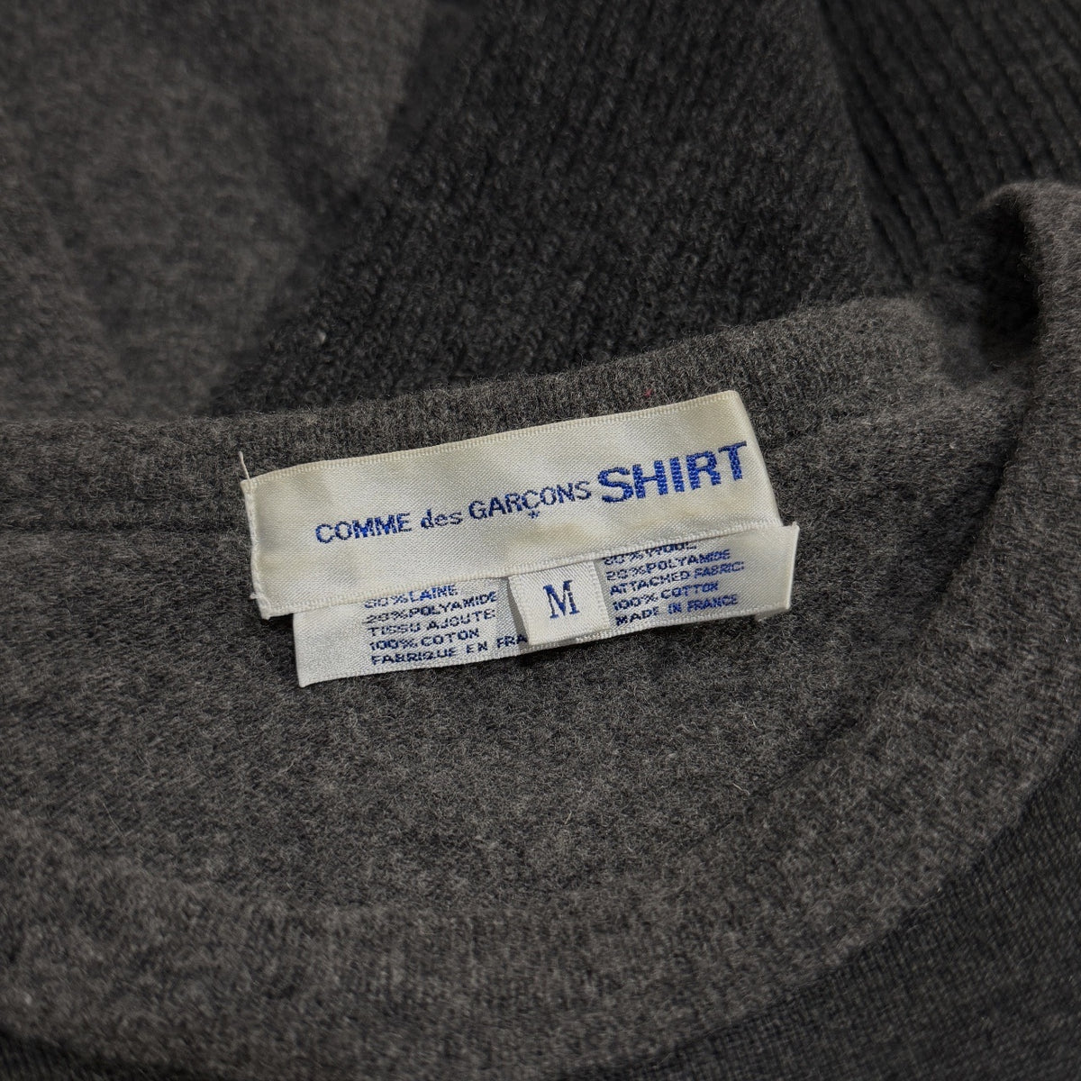 COMME des GARCONS SHIRT 02AW ウール切り替えクレイジーパターンクルーネックニットセーター トップス スウェット Archive 00s コムデギャルソンシャツ メンズ