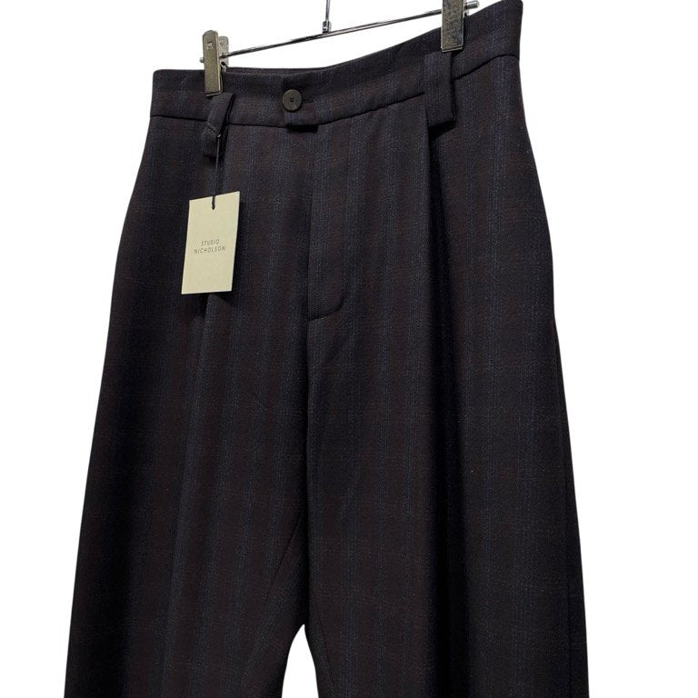 STUDIO NICHOLSON 20AW CHERI WOOL PRINCE OF WALES STITCHED PLEAT VOLUME PANT LOVAT ウールチェックボリュームプリーツパンツ スラックス トラウザーズ ボトムス 定価59,400円 SNM-347 スタジオニコルソン メンズ