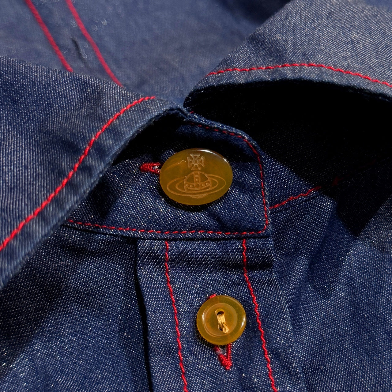 Vivienne Westwood MILAN ラメ混紡赤ステッチシャツ ブラウス トップス Archive 90s ヴィヴィアンウエストウッド レディース