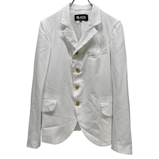 BLACK COMME des GARCONS 21SS ポリエステル皺加工ホワイトテーラードジャケット ブレザー コート アウター CdG ブラック コムデギャルソン メンズ レディース ユニセックス
