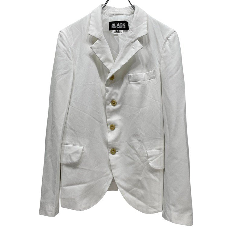 BLACK COMME des GARCONS 21SS ポリエステル皺加工ホワイトテーラードジャケット ブレザー コート アウター CdG ブラック コムデギャルソン メンズ レディース ユニセックス