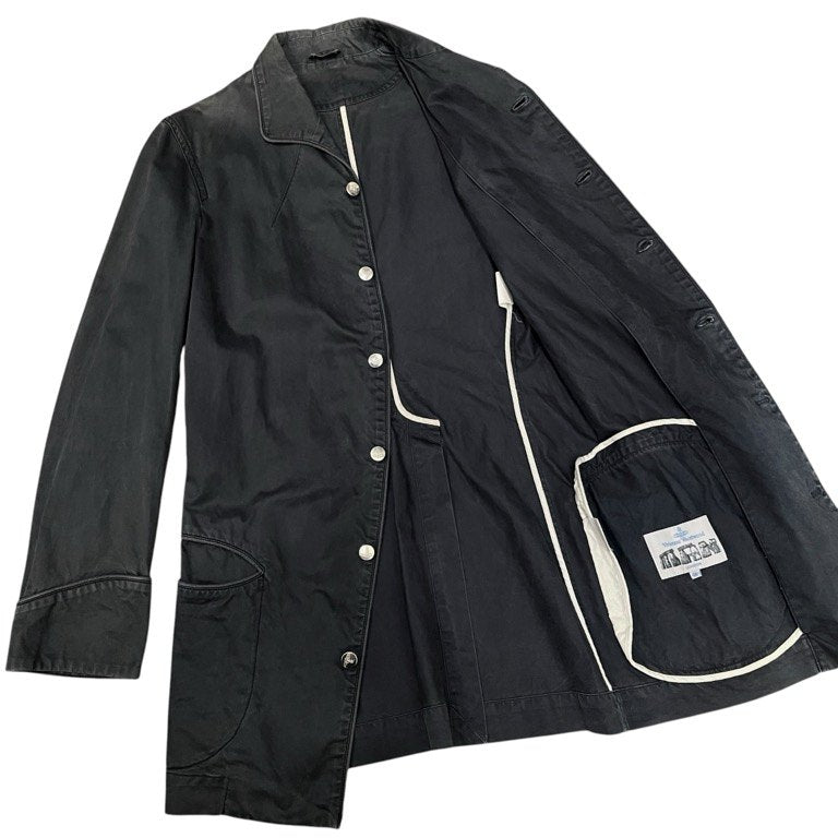 Vivienne Westwood MAN 00SS オーブ刻印メタルボタンコットンパイピングロングコート ジャケット ブルゾン アウター Archive 90s 00s ヴィヴィアンウエストウッド マン メンズ