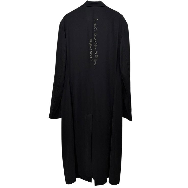 Yohji Yamamoto Pour Homme 20SS トリアセテートポリエステルバックメッセージプリントロングジャケット コート LOOK41 Archive HN-J54-500 ヨウジヤマモトプールオム メンズ