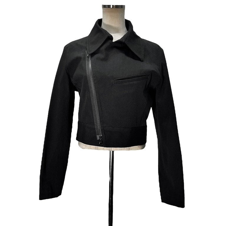 LIMI feu ウールサージショートダブルライダースジャケット ブルゾン コート アウター Yohji Yamamoto リミフゥ ヨウジヤマモト レディース