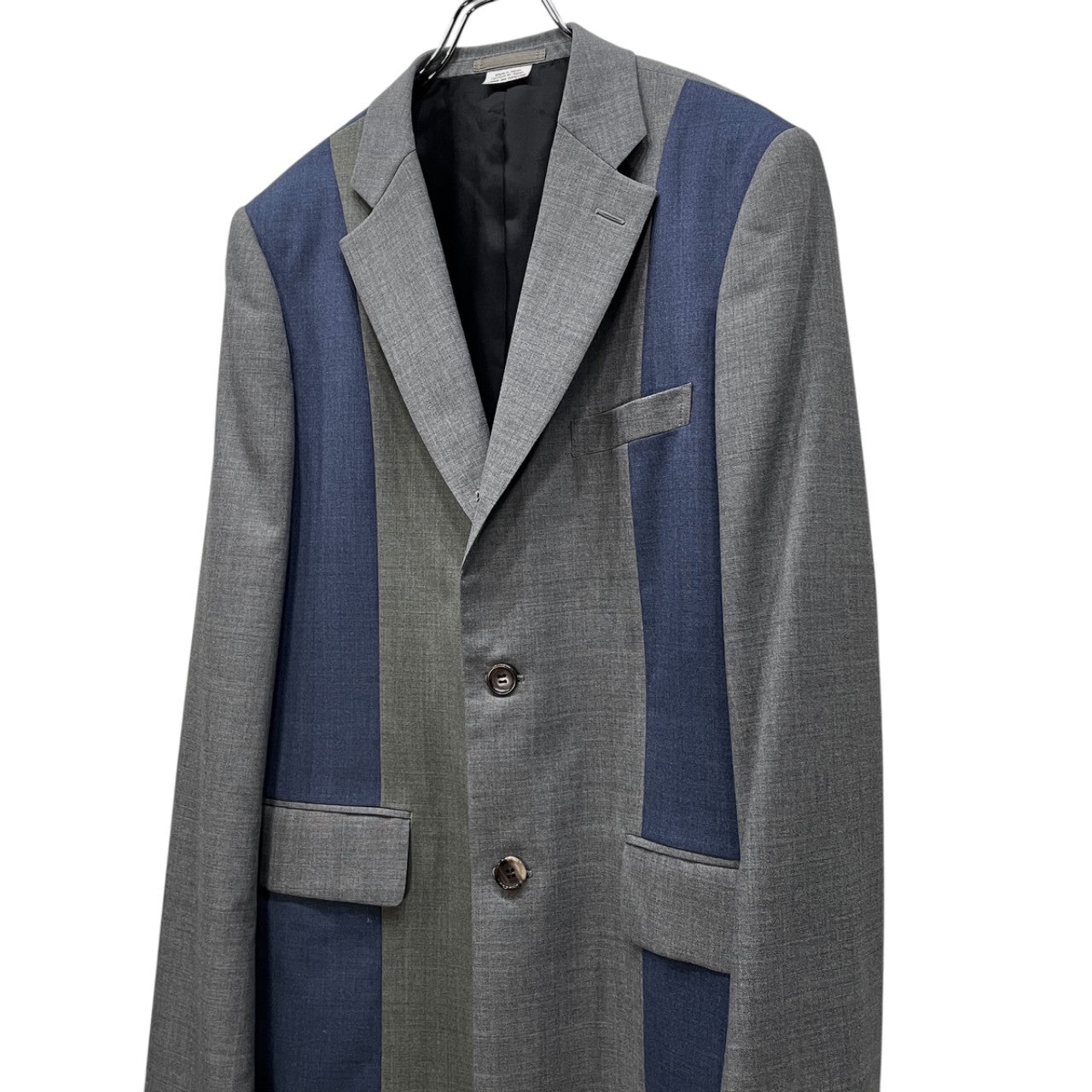 COMME des GARCONS HOMME DEUX 23SS ウール切替アシンメトリースクエアカット段返り3Bテーラードジャケット パッチワーク ブルゾン コート アウター コムデギャルソンオムドゥ メンズ