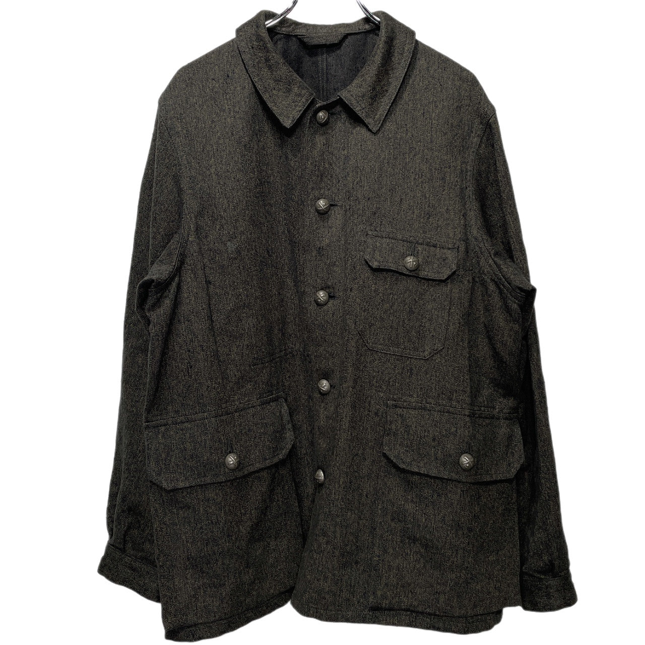 Nigel Cabourn FRENCH WORK JACKET - HEMP ヘンプコットンブラックシャンブレーチェンジメタルボタンフレンチワークジャケット ブルゾン コート アウター 定価66,000円 ナイジェルケーボン メンズ