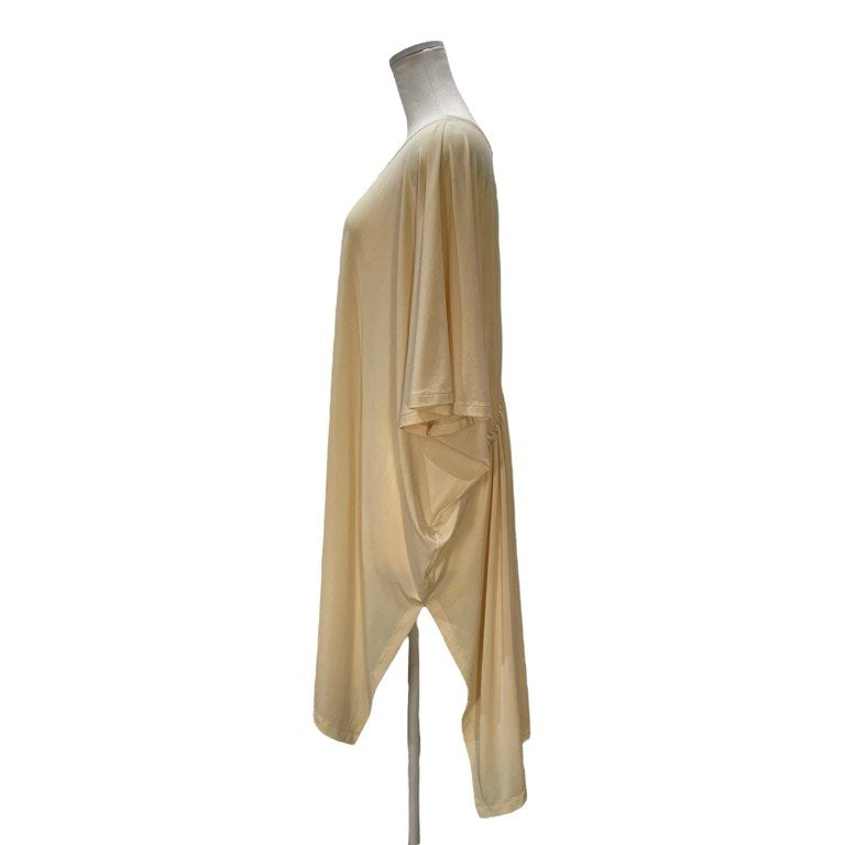 ISSEY MIYAKE 21SS オーバーサイズバックギャザードレープカットソーワンピース トップス とろみ トリアセテートポリエステル ジャージー 天竺 Tシャツ イッセイミヤケ レディース