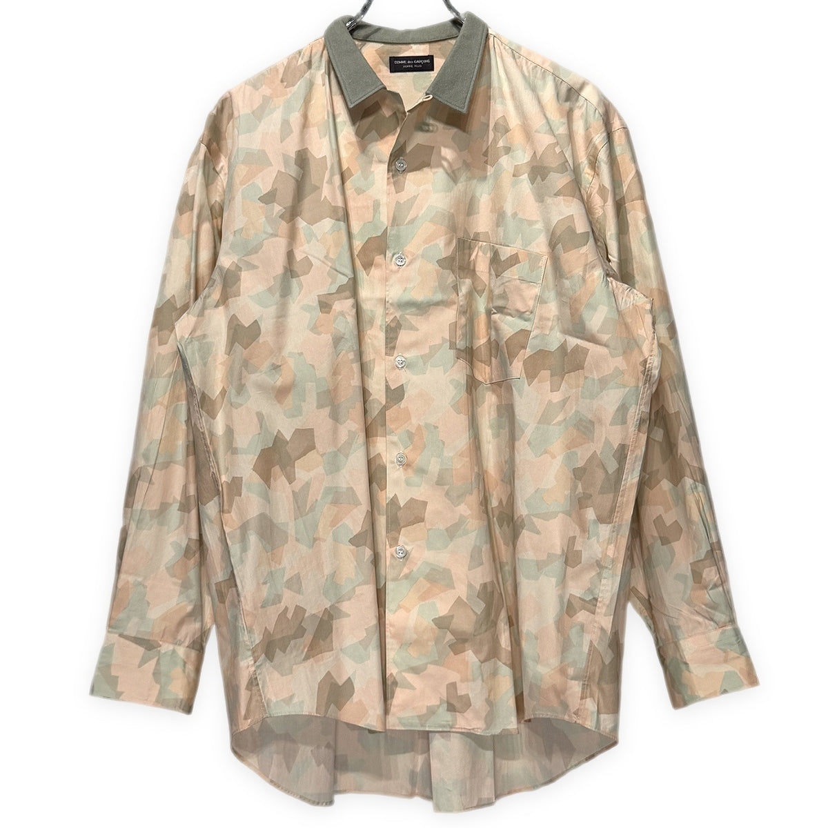 COMME des GARCONS HOMME PLUS 90AW デジタルカモフラージュ柄襟切り替えオープンカラーシャツ ブラウス トップス デジカモ 迷彩 総柄 開襟 Archive 90s コムデギャルソンオムプリュス メンズ