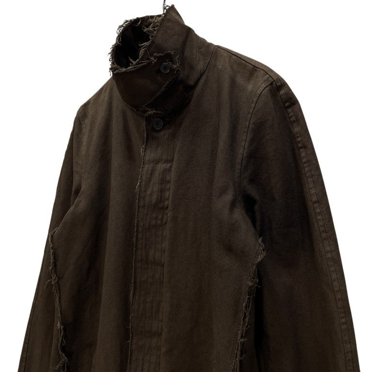 Dhyana 09AW コットンキャンバスカットオフチンストラップミドルコート アウター size 2 ステンカラーコート 裏地ストライプ アルチザン ディアーナ メンズ
