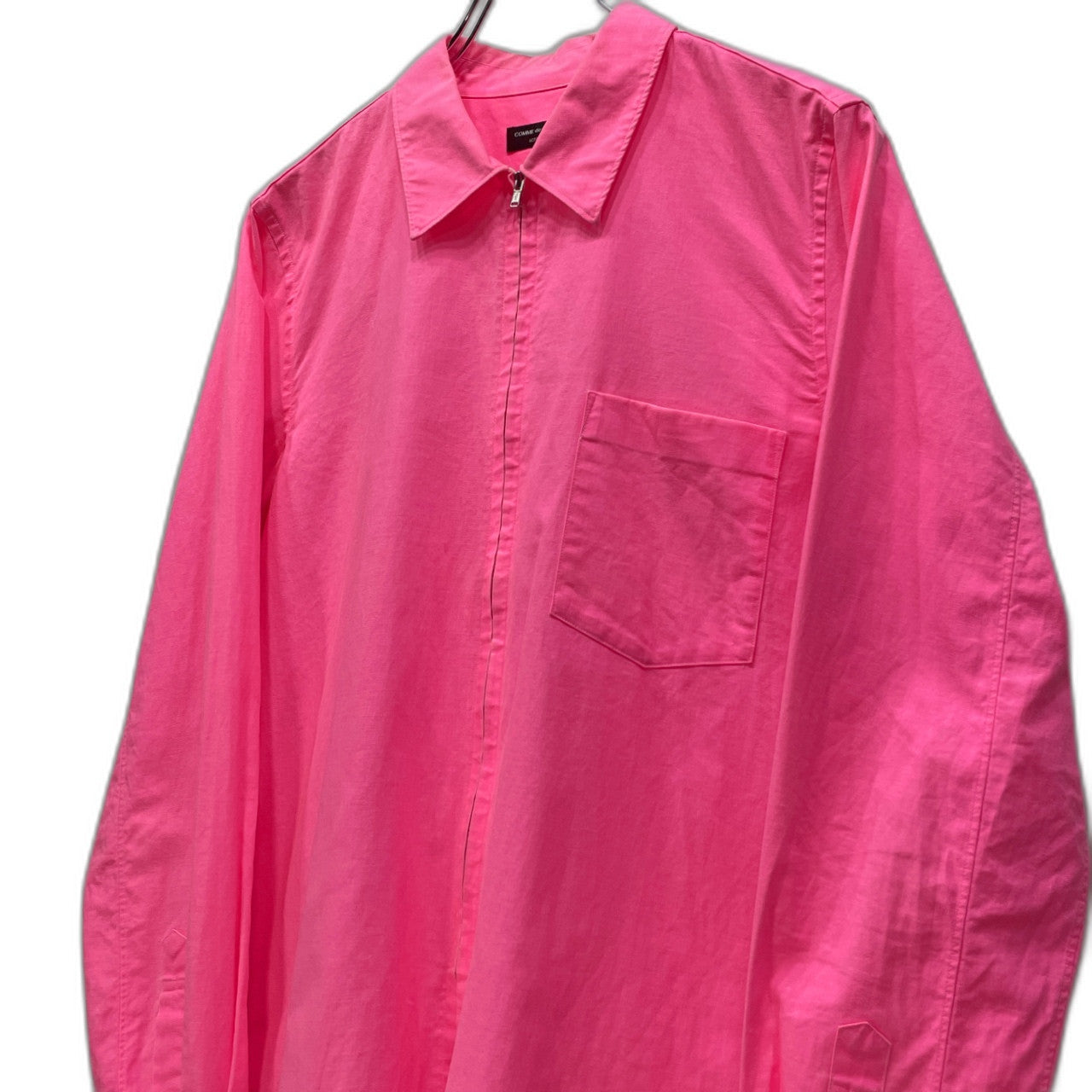 COMME des GARCONS HOMME PLUS 02SS 蛍光ピンクレギュラーカラージップアップコットンシャツ Archive トラッドの破壊 Destruction of the trad 蛍光期 ブラウス トップス コムデギャルソンオムプリュス メンズ