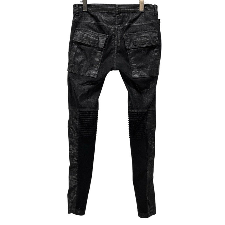 Rick Owens DRKSHDW 15SS コーティングストレッチコットンメンフィスカットバイカーパンツ BLACK SCRUB 蛇腹 ボトムス メンズ