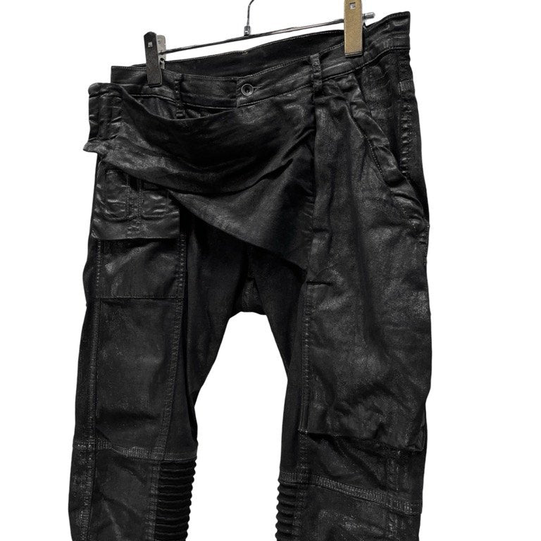 Rick Owens DRKSHDW 15SS コーティングストレッチコットンメンフィスカットバイカーパンツ BLACK SCRUB 蛇腹 ボトムス メンズ
