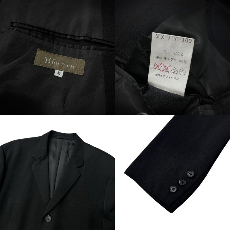 Y's for men ウールギャバジンセットアップスーツ 3Bテーラードジャケット 2タックワイドテーパードパンツ スラックス トラウザーズ Archive 90s Yohji Yamamoto Pour Homme ヨウジヤマモトプールオム ワイズフォーメン メンズ