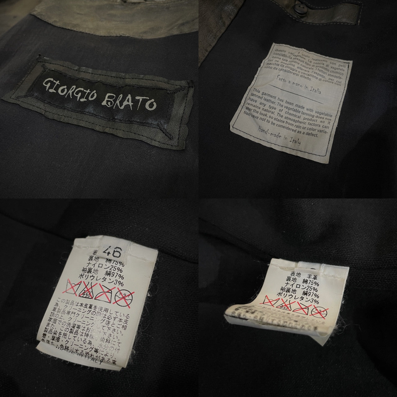 GIORGIO BRATO ラムレザーノーカラージップアップリブブルゾン ライダースジャケット コート アウター ジョルジオブラット メンズ