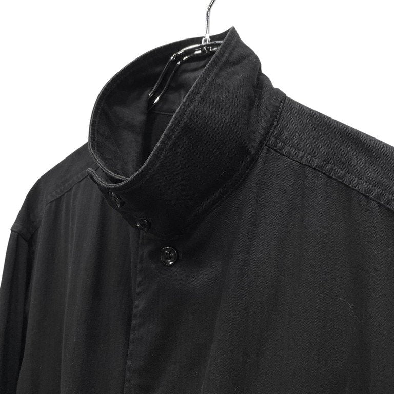 Yohji Yamamoto Pour Homme 17AW コットンヘリンボーンベルテッドロングコート 製品染HB M-スタンドカラーB製品染コート 定価82,080円 ジャケット ブルゾン アウター ヨウジヤマモトプールオム メンズ