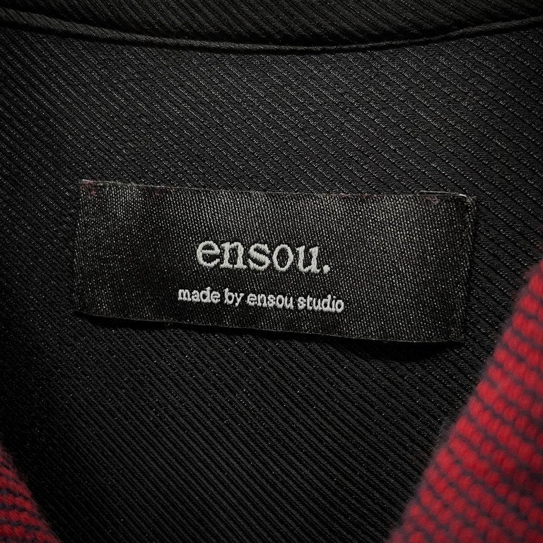 ensou. コットンヘビーネルスリーブストラップチェックロングシャツ ブラウス トップス エンソウ メンズ レディース ユニセックス