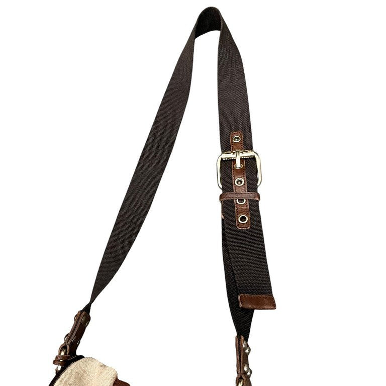 DOLCE&GABBANA リネンキャンバスレザートリミングショルダーバッグ 鞄 カバン D&G Archive ドルチェアンドガッバーナ メンズ レディース ユニセックス