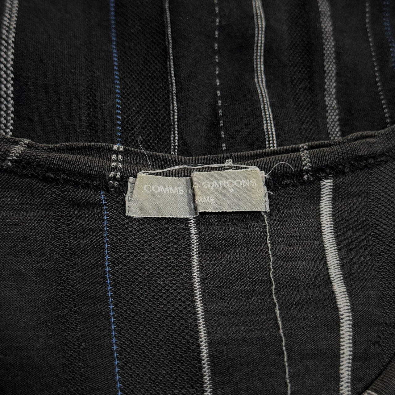 COMME des GARCONS HOMME 割り縫いフリルデザインストライプクルーネックTシャツ カットソー Archive 90s Tee T-shirt トップス 半袖 コムデギャルソンオム メンズ