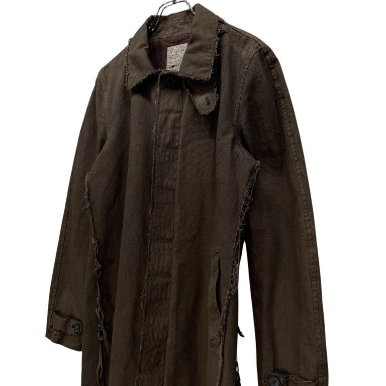 Dhyana 09AW コットンキャンバスカットオフチンストラップミドルコート アウター size 2 ステンカラーコート 裏地ストライプ アルチザン ディアーナ メンズ