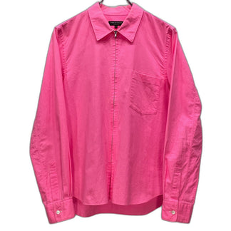 COMME des GARCONS HOMME PLUS 02SS 蛍光ピンクレギュラーカラージップアップコットンシャツ Archive トラッドの破壊 Destruction of the trad 蛍光期 ブラウス トップス コムデギャルソンオムプリュス メンズ