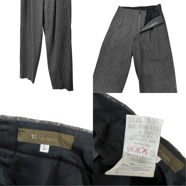 Y's for men グレーストライプウールツイードセットアップスーツ テーラードジャケット パンツ スラックス トラウザーズ Archive 90s Yohji Yamamoto Pour Homme ワイズフォーメン ヨウジヤマモトプールオム メンズ