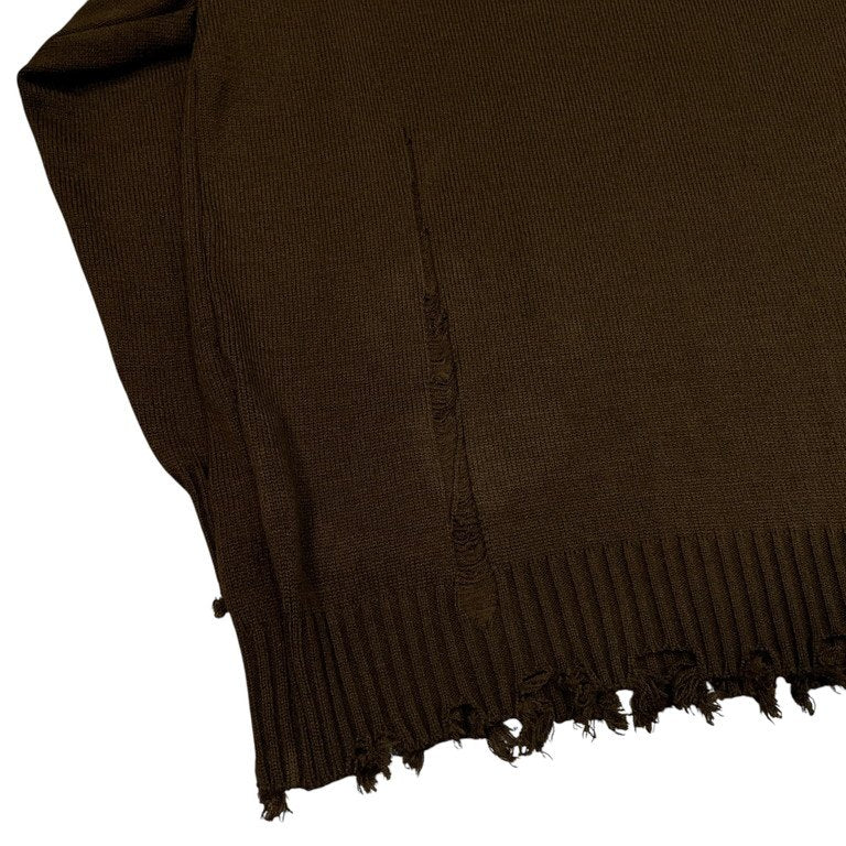 S'YTE Yohji Yamamoto 7G BULKY WOOL DAMAGE V NECK PULLOVER ミドルゲージVネックダメージニットセーター カットオフ トップス UM-K48-613 サイト ヨウジヤマモト メンズ レディース ユニセックス