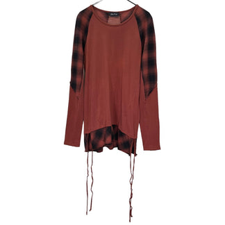 Andrea Ya'aqov チェックコットンフランネル切替カットオフレイヤードアナトミカルカットソー Tシャツ 裁ち切り 長袖 アンドレアヤコブ メンズ
