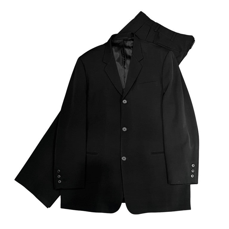 Y's for men ウールギャバジンセットアップスーツ 3Bテーラードジャケット 2タックワイドテーパードパンツ スラックス トラウザーズ Archive 90s Yohji Yamamoto Pour Homme ヨウジヤマモトプールオム ワイズフォーメン メンズ