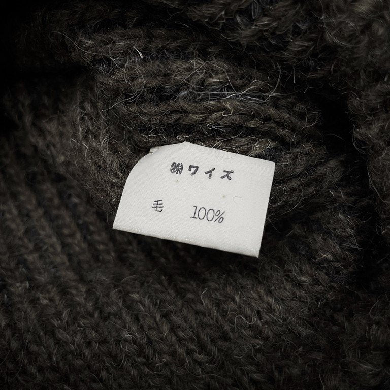 Yohji Yamamoto Femme 82AW アシンメトリーハイネックブロックチェック編みニットセーター Archive 1982 Autumn Winter 80s 90s ボロルック 最初期 超希少 柄 トップス ヨウジヤマモトファム ワイズ レディース