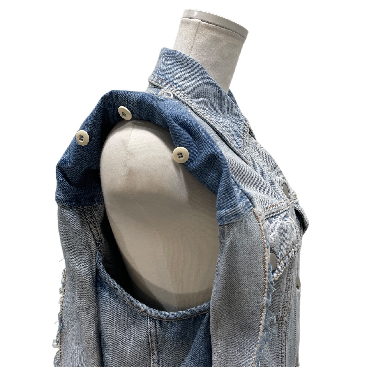 MM6 Maison Margiela 17SS 袖着脱カットオフデニムジャケット ベスト ノースリーブ アウター エムエムシックス メゾンマルジェラ レディース