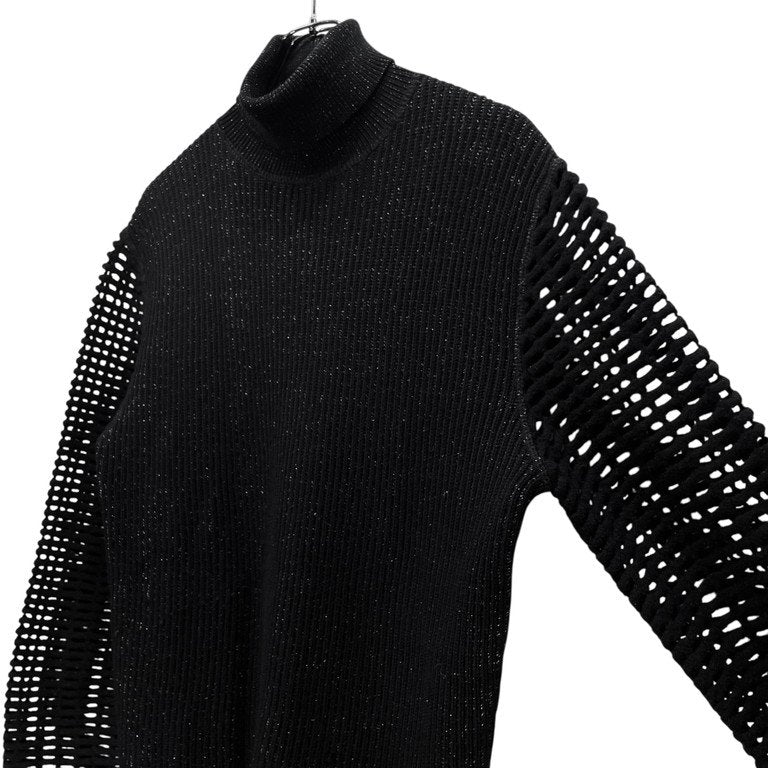 Jean Paul GAULTIER MAILLE メッシュスリーブ銀糸混紡タートルネックニットセーター Archive 90s ハイネック トップス JPG ジャンポールゴルチエ ゴルチェ メンズ