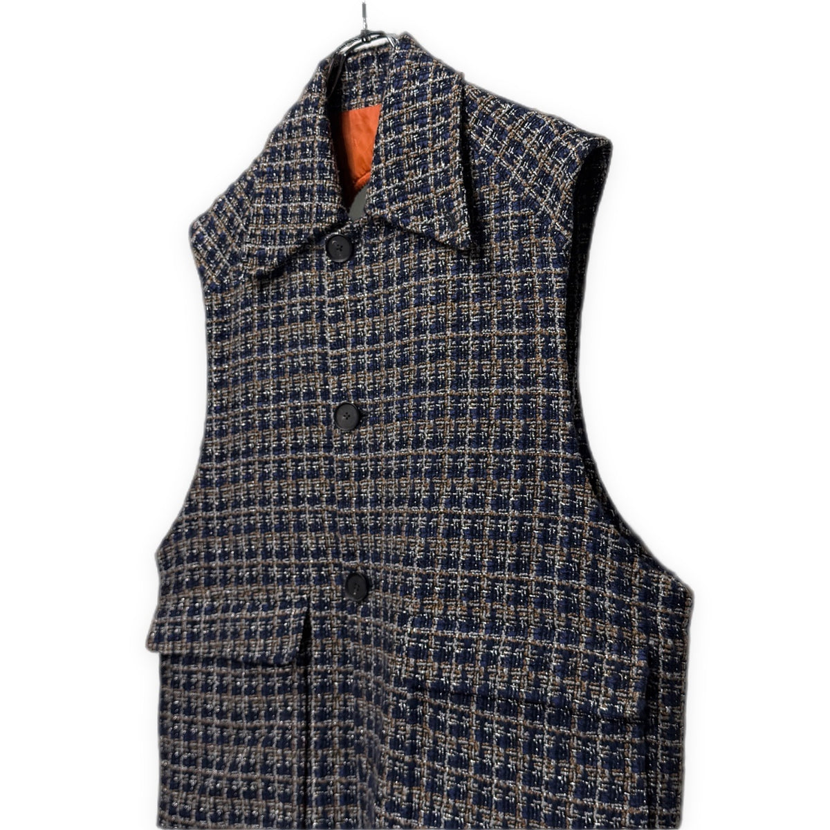 SUBLATIONS GLITTERY TWEED HELI-CREW VEST .07 銀糸混紡ツイードバックリボンベスト トップス アウター ジャケット S071306 サブレーションズ メンズ