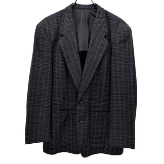 COMME des GARCONS HOMME 皺加工コットン2Bチェックテーラードジャケット Archive 80s 90s シワ CdG ブレザー アウター コムデギャルソンオム メンズ