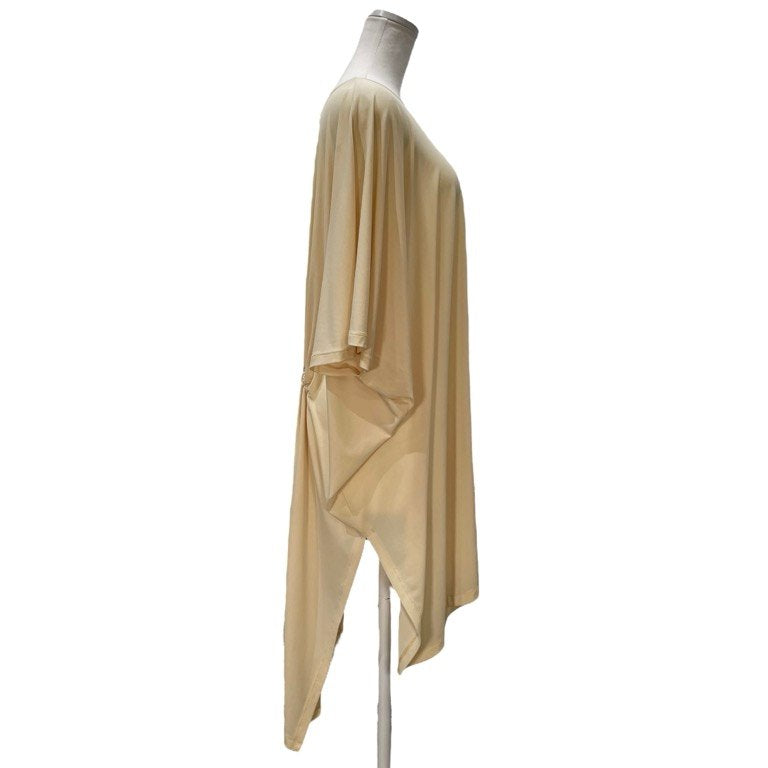 ISSEY MIYAKE 21SS オーバーサイズバックギャザードレープカットソーワンピース トップス とろみ トリアセテートポリエステル ジャージー 天竺 Tシャツ イッセイミヤケ レディース