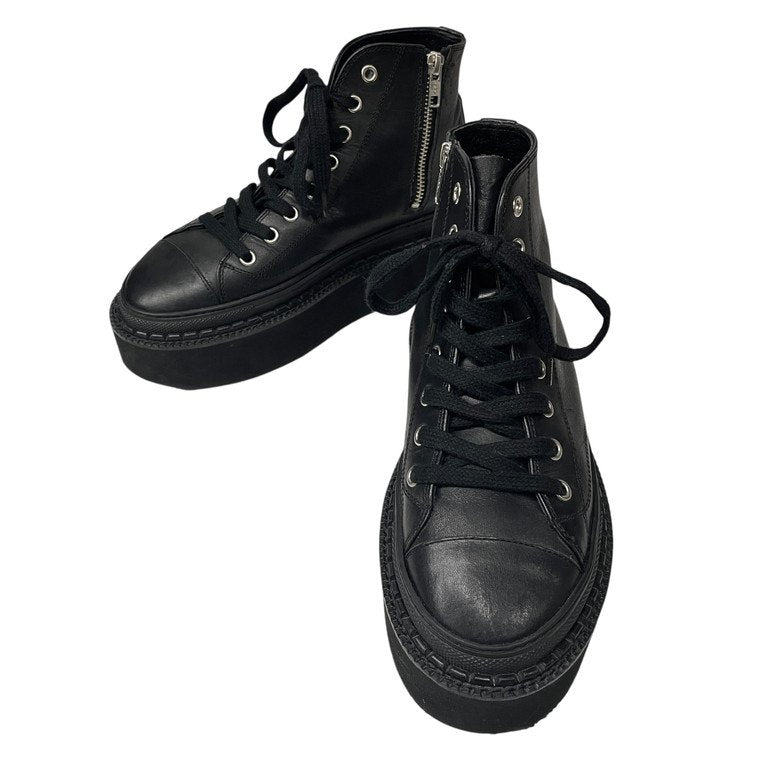 Y's 19SS ボリュームソールサイドジップレザーハイカットスニーカーブーツ 厚底 レースアップシューズ 靴 クツ Yohji Yamamoto Femme ヨウジヤマモトファム ワイズ レディース