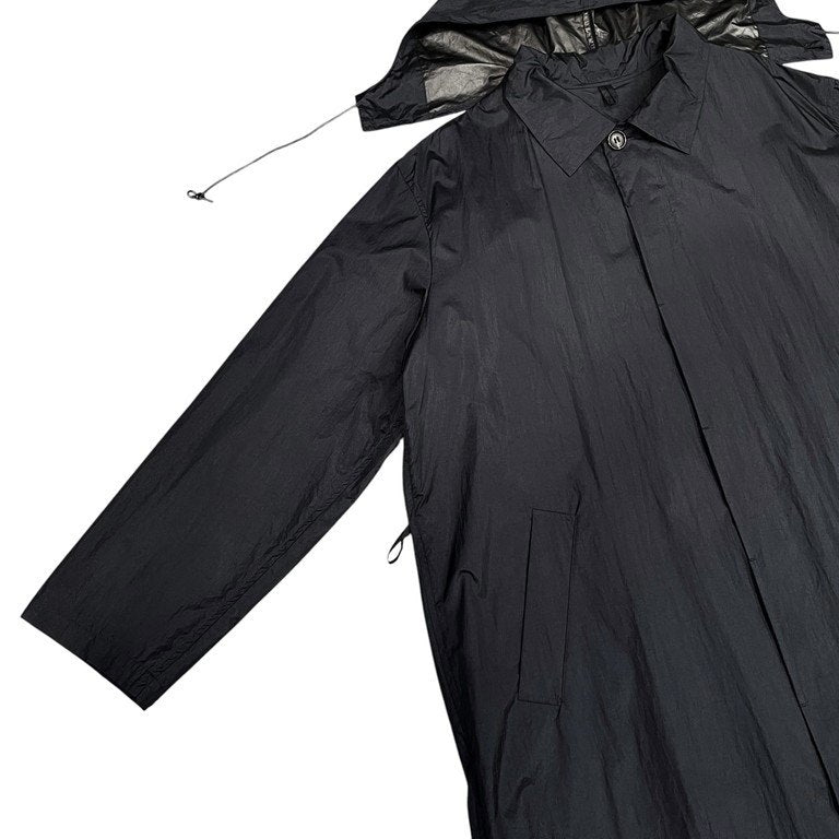 Yohji Yamamoto Pour Homme 91AW 6.1 THE MEN ナイロンタフタステンカラーフーデッドロングコート Archive 90s ベルト フード ジャケット ブルゾン アウター ヨウジヤマモトプールオム メンズ