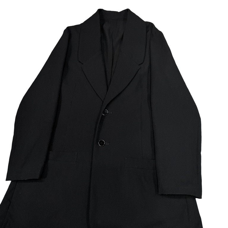 LIMI feu ウールギャバジンバックレースアップテーラードロングジャケット 編み上げ リミフゥ Yohji Yamamoto ヨウジヤマモト レディース