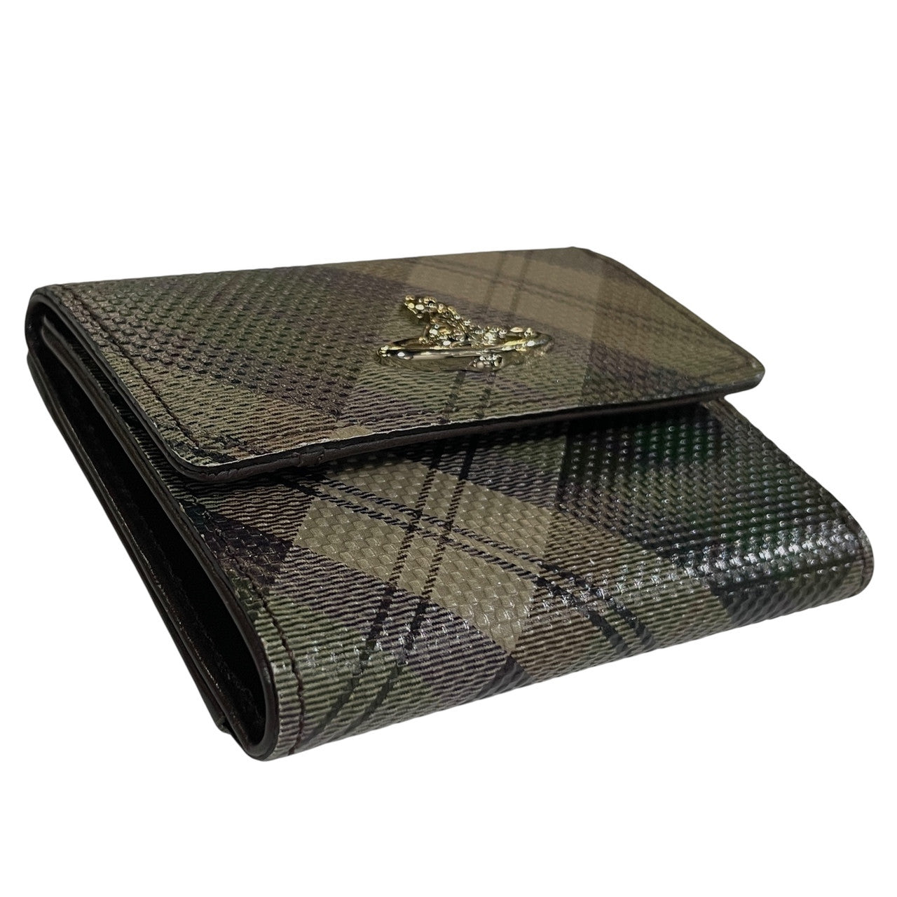 Vivienne Westwood タータンチェック柄二つ折りレザーミニウォレット 財布 小物 コンパクト オーブ ヴィヴィアンウエストウッド メンズ レディース ユニセックス