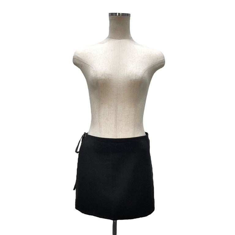 ANN DEMEULEMEESTER 00s ウールコットンツイルサイドリボンラップスカート ミニスカート タイトスカート レイヤード アンドゥムルメステール