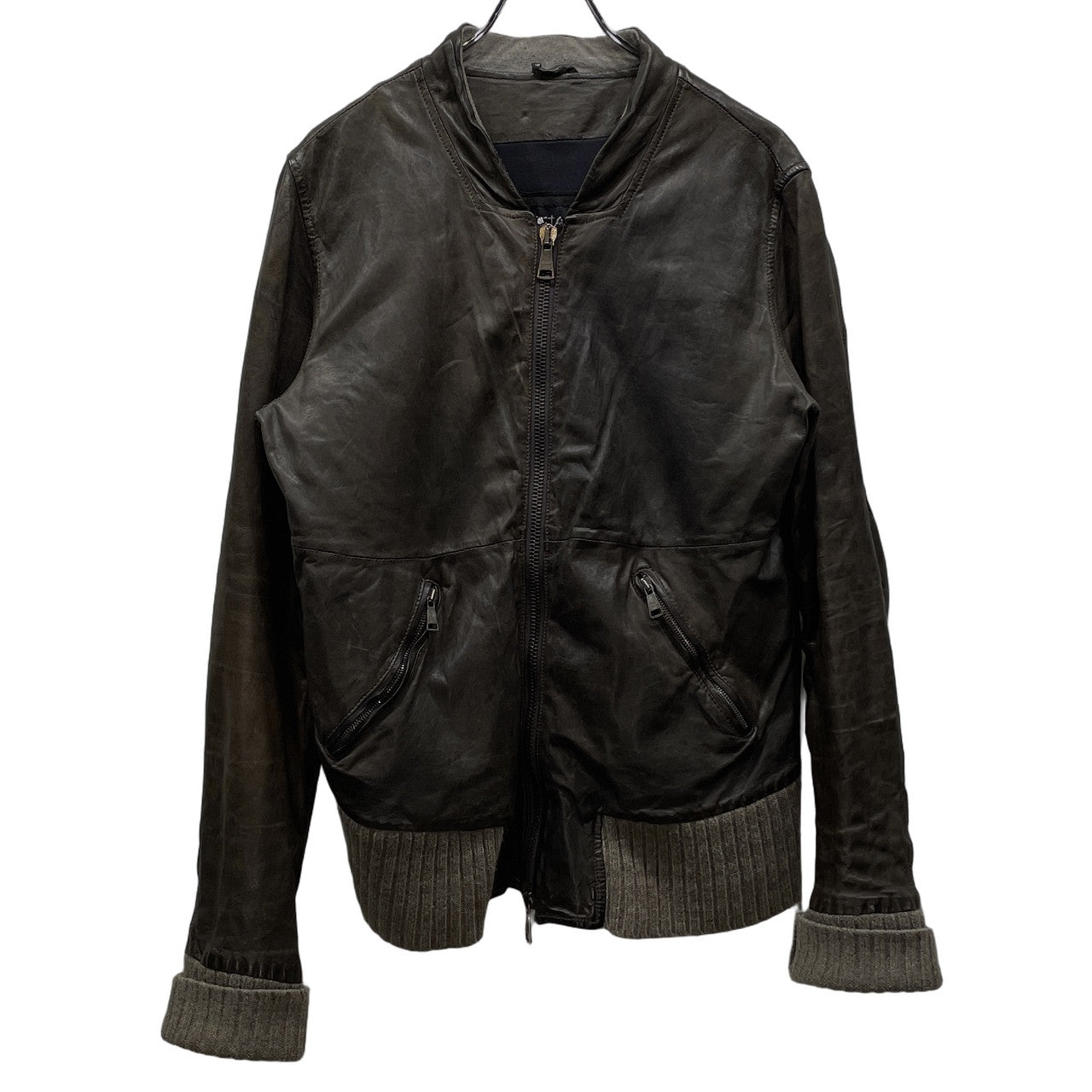 GIORGIO BRATO ラムレザーノーカラージップアップリブブルゾン ライダースジャケット コート アウター ジョルジオブラット メンズ