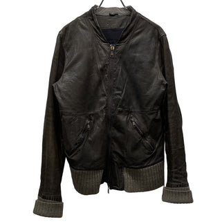 GIORGIO BRATO ラムレザーノーカラージップアップリブブルゾン ライダースジャケット コート アウター ジョルジオブラット メンズ