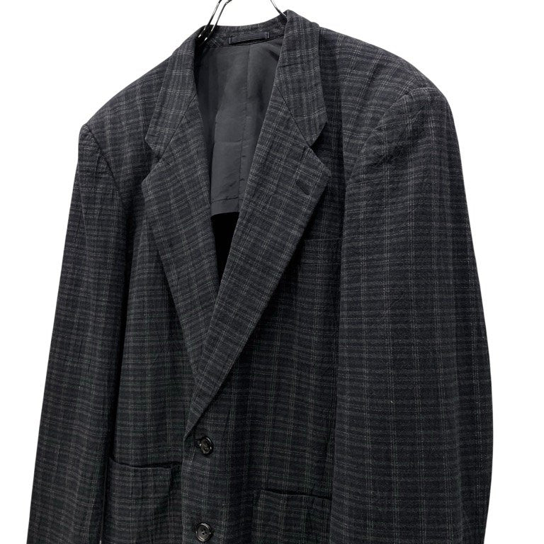 COMME des GARCONS HOMME 皺加工コットン2Bチェックテーラードジャケット Archive 80s 90s シワ CdG ブレザー アウター コムデギャルソンオム メンズ