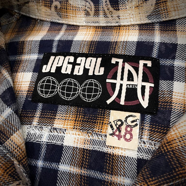 Jean Paul GAULTIER PARIS 04SS ボタニカルプリントフランネルチェックトラッカージャケット Archive 90s 00s JPG 総柄 ジャンポールゴルチエ メンズ