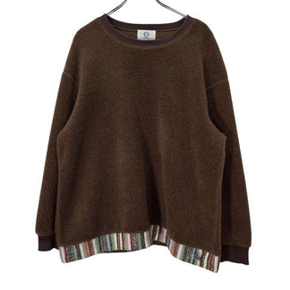 KUON 19AW SAKIORI CREW PULLOVER クルーネック裂織リブドッキングボアフリーススウェットシャツ トップス クオン メンズ