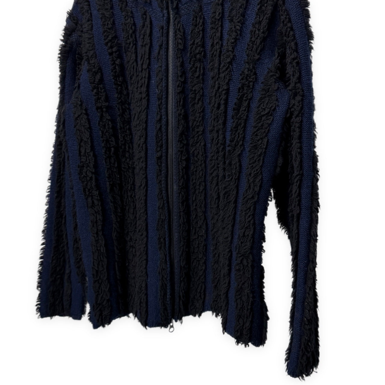 ISSEY MIYAKE MEN 02AW ボアストライプジップアップニットジャケット カーディガン ノーカラー トップス アウター Archive 00s イッセイミヤケメン メンズ